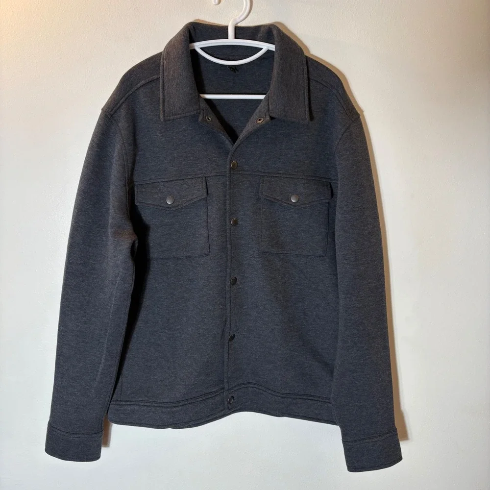 Banana Republic Scuba Shirt Jacket Mens Large‎ Charcoal Heather